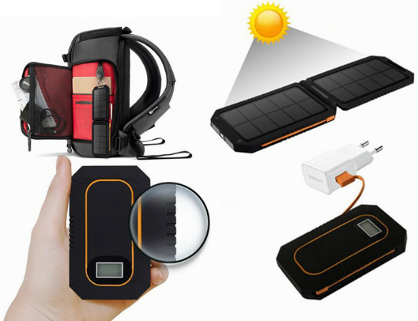 Вы можете подвесить солнечный аккумулятор к своему рюкзаку за специальное отверстие